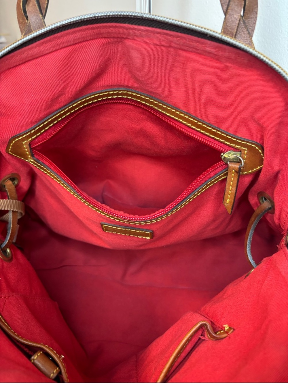 🔥LOW START Dooney & Bourke brown nylon domed satchel w/ braided leather handles - Picture 11 of 16